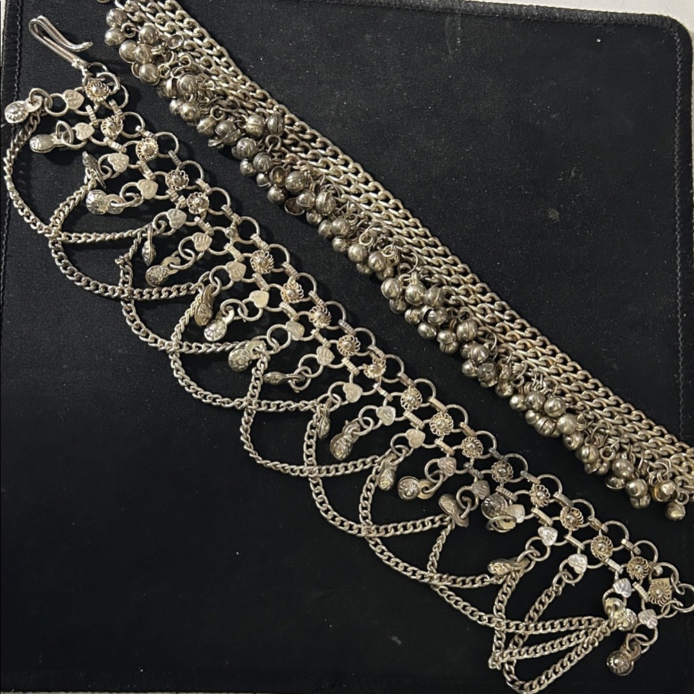Sexy Silvertone Jingle Bell Bellydance Gypsy Anklet Set of 2